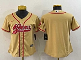 Women's San Francisco 49ers Blank Gold With Patch Cool Base Stitched Baseball Jersey,baseball caps,new era cap wholesale,wholesale hats